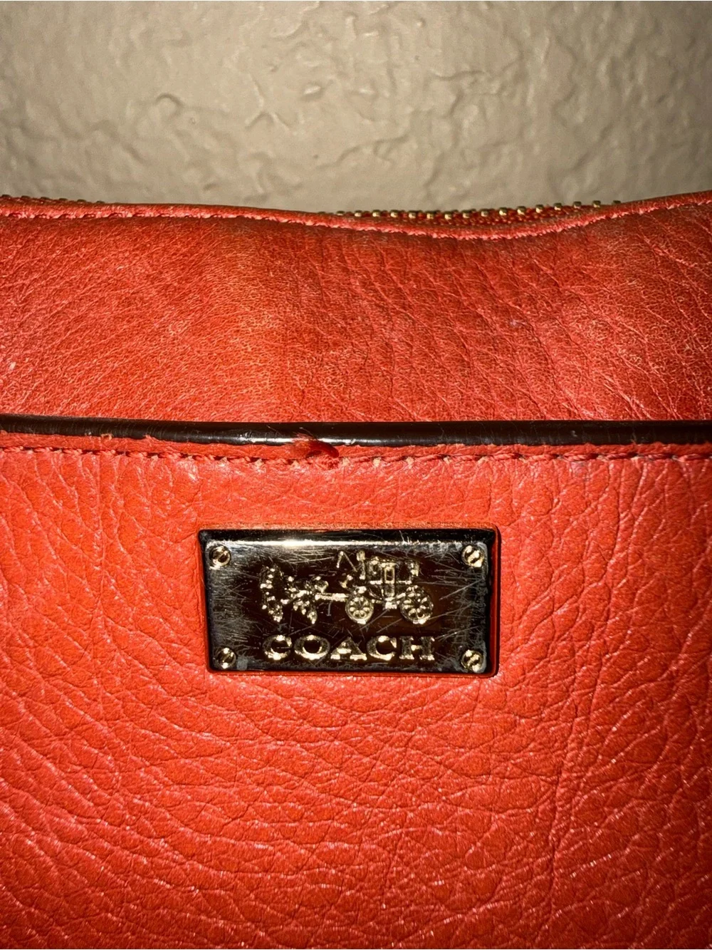 Coach Rust Leather Crossbody Bag with Adjustable Strap